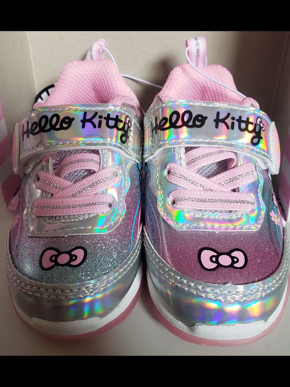 Hello Kitty Pink Holographic Kids Light-Up Sneakers